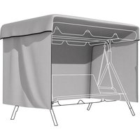 Outsunny Abdeckplane Schutzhülle Gartenmöbel Abdeckhaube Wasserdicht UV-Schutz extra Befestigung Rechteckig PE Grau 215 x 155 x 150 cm Aosom – Ansicht 1