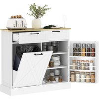 HOMCOM Küchenbuffet mit 38 L-Müllfach, Kücheninsel, Aufbewahrungsmöbel mit 2 Schubladen, Gewürzregal und Arbeitsfläche, für Esszimmer, Wohnzimmer, 100 x 36 x 90 – Ansicht 1