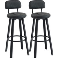 HOMCOM Set mit 2 Barhockern, Drehbare Küchenbarhocker, PU-Bezug, mit Rückenlehne, Metallgestell, Fußstütze, Sitzhöhe 76,5 cm, Dunkelgrau Aosom – Ansicht 1