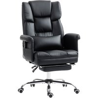 HOMCOM Bürostuhl mit 6 Vibrations-Massagepunkten Drehbarer ergonomischer Schreibtischstuhl mit einziehbarer Fußstütze Höhenverstellbar Fernbedienung und Lendens – Ansicht 1