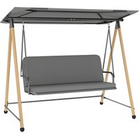 Outsunny Gartenschaukel 3‑Sitzer, Außenschaukel mit verstellbarem Dach und abnehmbarem dickem Kissen, Stahlrahmen, Tragfähigkeit 360 kg, für Balkon, Garten, Ter – Ansicht 1