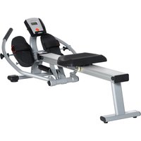 HOMCOM Professionelles Rudergerät für Zuhause mit 12 Widerständen, Trainingsgerät mit digitalem Monitor und gleitendem Aluminiumrahmen, Stahl und ABS, 160x61x50