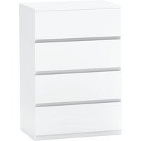 HOMCOM Kommode Schubladenschrank Sideboard mit 4 Schubladen, kippsicherer Büroschrank in Weiß, 55 x 33 x 80 cm, ideal für Wohn- und Arbeitsräume Aosom.de – Ansicht 1