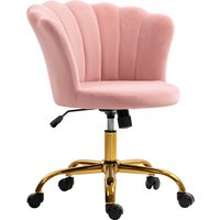 HOMCOM Bürostuhl aus Samt, Friseurstuhl mit Petal-Dossier, höhenverstellbar, Wippfunktion, gepolsterter und drehbarer Sitz, Muschelstuhl für Büro, Wohnzimmer, S – Ansicht 1