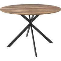 HOMCOM Runder Esstisch für 4 Personen, Ø120 cm Küchentisch im Industriestil mit Stahlbeinen, für Esszimmer, Küche, Homeoffice, Dunkelbraun Aosom – Ansicht 1