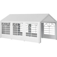 Outsunny Pavillon Partyzelt Garten Festzelt Gartenpavillon mit 4 Seitenwänden Fenster Polyester+Metall Weiß 3x6m Aosom – Ansicht 1