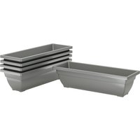 Outsunny 5er Set Blumentopf aus Kunststoff, 59 x 21 x 16 cm stapelbar Blumentöpfe Set, wetterfest Übertopf, Töpfe für innen und außen, Grau Aosom – Ansicht 1