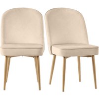 Set aus 2 Samt-Esszimmerstühle, ergonomisches Design mit goldenen Metallbeinen, 50×62×89 cm, Beige – Ansicht 1