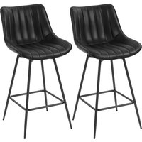 HOMCOM 2er-Set Barhocker, drehbar, hohe Küchenhocker mit gebogener Rückenlehne und Fußstütze, PU-Bezug, Stahlgestell, schwarz Aosom – Ansicht 1