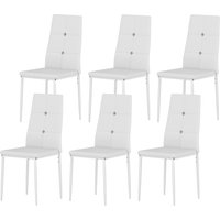 HOMCOM Set mit 6 Esszimmerstühlen mit PU-Bezug Esszimmerstühle mit hoher Rückenlehne mit Kristallknöpfen und Stahlbeinen Modernes Design für Wohnzimmer Schlafzi – Ansicht 1
