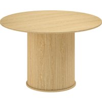 HOMCOM Runder Esstisch für 5 Personen, Ø 120 x 76 cm, moderner Küchentisch mit großer Tischplatte und gerillter zylindrischer Basis, für Wohnzimmer, Esszimmer,  – Ansicht 1