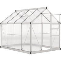 Outsunny Gewächshaus Aluminium 4,79m² 190x252x201cm mit Fundament Dachfenster Schiebetür 4 mm Platten, UV-beständig Treibhaus Aufzucht Tomatenhaus Pflanzenhaus  – Ansicht 1