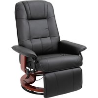 HOMCOM Relaxsessel Fernsehsessel Liegesessel mit Fußstütze aus Kunstleder 360° Drehstuhl Holzfuß Schwarz 145° neigbar 78 x 87 x 100 cm Aosom – Ansicht 1