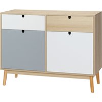 HOMCOM Vielseitiger Schrank im skandinavischen Stil, Zwei Türen und Schubladen für Küche und Eingangsbereich, 100x40x79,5cm, Multicolor Aosom