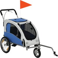 PawHut 2-in-1 Hundeanhänger für Fahrrad Hundebuggy für kleine & mittelgroße Hunde bis 20 kg Faltbarer Fahrradanhänger mit 600D Oxford, Reflektoren, Handbremse,  – Ansicht 1