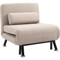 HOMCOM Schlafsessel, Klappsessel mit Bettfunktion, Rückenkissen, klappbarer Relaxsessel in Leinenoptik, Verstellbare Rückenlehne, bis 150 kg belastbar, für Wohn