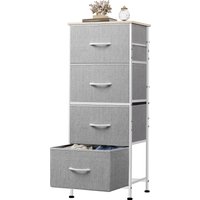 WLIVE Kommode mit 4 Schubladen aus Stoff, Kommodenschrank für Schlafzimmer, Kommode Wohnzimmer, mit Stabiler Stahlrahmen, Holzplatte, Hellgrau – Ansicht 1