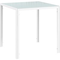HOMCOM Esstisch Quadratischer Küchentisch für 4 Personen, Esszimmertisch aus Hartglas, bis 80 kg belastbar, für Küche, Esszimmer, 75 x 75 x 75 cm, Weiß Aosom – Ansicht 1