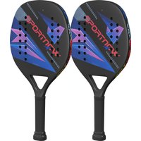 SPORTNOW Beachball-Schläger 2er Set Tennisschläger aus Kohlefaser Strandtennisschläger mit Tasche und rutschfestem Griff Schwarz Aosom – Ansicht 1
