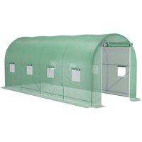 Outsunny Foliengewächshaus Tomatengewächshaus mit Fenster 500x200x210cm Folientunnel in Grün für Garten & Pflanzenzucht Aosom.de – Ansicht 1
