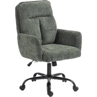 HOMCOM Bürostuhl Höhenverstellbar Schreibtischstuhl mit Breiter Sitzfläche, Homeoffice Stuhl mit Wippfunktion, Leinenoptik, Copmuterstuhl bis 120 kg, Dunkelgrün – Ansicht 1