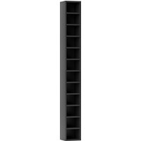 HOMCOM CD- und DVD-Aufbewahrung, Säulenregal mit 12 Fächern, bis zu 204 CD, 21 x 20 x 175 cm, schwarz Aosom – Ansicht 1
