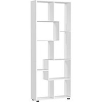 HOMCOM Bücherregal mit 8 Fächer Würfelregal Aufbewahrungsregal Wohnzimmer Schlafzimmer Büro E1 Spanplatte Weiß 70 x 24 x 178 cm Aosom – Ansicht 1