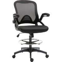 Vinsetto Schreibtischstuhl ergonomischer Bürostuhl Drehstuhl 360° mit verstellbarem Fußring bis 120 kg belastbar, Mesh Schwarz 106-126 cm Aosom.de – Ansicht 1