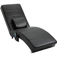 HOMCOM Relaxliege Leder mit Massagefunktion, 58 x 163 x 87 cm, bis 120 kg, 8 Massagepunkte, mit Fernbedienung hoher Rückenlehn Kissen, Schwarz Aosom