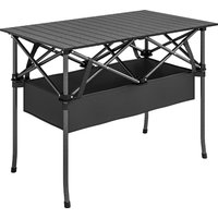 Outsunny Campingtisch Klapptisch mit Netzfach, Tragetasche, Gartentisch aus Aluminium Falttisch Beistelltisch für Garten Balkon Camping 93 x 68 cm Schwarz Aosom – Ansicht 1