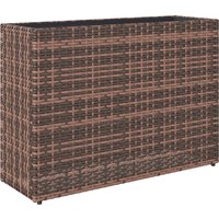 Outsunny Polyrattan Blumenkasten Hochbeet mit verstellbaren Füßen Pflanzkasten mit herausnehmbarem Einsatz Pflanzkübel für Terrasse, Balkon und Gemüse, Braun Ao – Ansicht 1