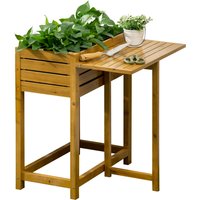 Outsunny Hochbeet Blumenkasten 64 x 80 x 30 cm mit klappbarer Tischplatte und Innenverkleidung aus Holz, Kräuterbeet in Braun Aosom.de – Ansicht 1
