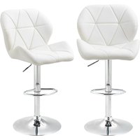 HOMCOM Set 2 Barhocker mit Höhenverstellung, Metallbasis und PU-Ledersitz, Hocker mit Rückenlehne und Fußstütze, 51,5x57,5x93-114,5cm, Weiß Aosom – Ansicht 1