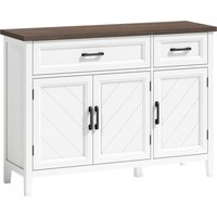 HOMCOM Sideboard, Aufbewahrung mit 3 Chevron-Türen, 2 Schubladen und 2 verstellbaren Einlegeböden, rustikaler Stil, Esszimmer- und Küchen-Sideboard, 110 x 35 x  – Ansicht 1