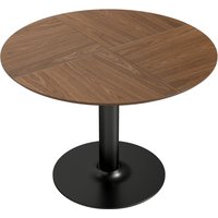 HOMCOM Runder Esstisch, Ø110cm Küchentisch für 6 Personen, Moderner Esszimmertisch mit Holzoptik, Stahlrahmen für Wohnzimmer Esszimmer, Braun Aosom – Ansicht 1