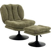 HOMCOM Relaxsessel mit Höhenverstellbarem Hocker Drehbarer Loungesessel mit Samtoptik mit Struktur, Breiter Sitzfläche, Stahlsockel, Gepolstert Drehsessel Sesse – Ansicht 1