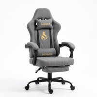 ANDYOU Series Gaming Chair with Footrest – Ergonomic PU Leather Computer Chair, Grey – Ansicht 1