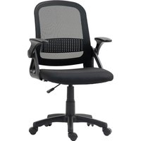 HOMCOM Bürostuhl Ergonomischer Schreibtischstuhl mit aufklappbarer Armlehne, Lendenwirbelstütze Höhenverstellbarer Drehstuhl mit Wippfunktion, Netzbespannung, C