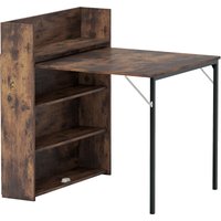 HOMCOM Esstisch Klappbar Küchentisch für 3 Personen mit 4-stufigen Regalen, Klapptisch Moderner Esszimmertisch für kleine Räume, Küche, 80 x 90 x 93 cm, Rustika – Ansicht 1