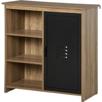 HOMCOM Industrie-Buffet - Stehendes Aufbewahrungsmöbel 3 Fächer Schrank - in Holz und Metall Schwarz Aosom – Ansicht 1