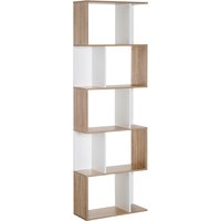 HOMCOM Bücherregal S-förmig Ausstellungsregal Standregal Büroregal 5-stöckiger moderner Raumteiler Spanplatte Weiß 60 x 24 x 184,5 cm Aosom – Ansicht 1