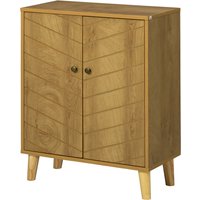 HOMCOM Sideboard für Wohnzimmer, vielseitiger Schrank im Vintage-Stil für Küche mit 2 Innenregalen, Spanplatte, 60x30x76cm, Farbe Holz Aosom