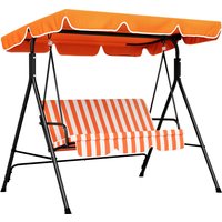 Outsunny Gartenschaukel für 3 Personen, Außenschaukel mit verstellbarem Dach und Stahlrahmen, für Balkon, Terrasse, Patio, Tragkraft 200 kg, 172x110x153 cm, Ora – Ansicht 1