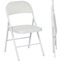 HOMCOM Klappstuhl Campingstuhl mit Gepolsteter Rückenlehne, Klappbar Bürostuhl mit Stahlrahmen, Küchenstuhl mit Polster bis 120 kg belastbar für Gäste, Büro, Ca – Ansicht 1