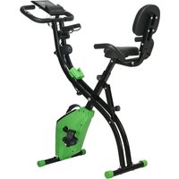 HOMCOM Klapp-Fitnessbike 2-in-1, 8-stufiger Magnetwiderstand, leiser Heimtrainer mit Pulssensor, verstellbarer Sitz, Widerstandsbänder, LCD-Display, Rollen, Grü – Ansicht 1