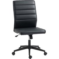 HOMCOM PU-Leder Bürostuhl mit Wippfunktion, Höhenverstellbar 97-107 cm, Drehstuhl mit geschwungener Rückenlehne und gepolstertem Sitz, Schwarz Aosom – Ansicht 1