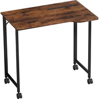 HOMCOM Klappschreibtisch 80 x 52 cm, Computertisch auf Rollen mit Geräteschlitz, für Home-Office, kleine Räume oder Schlafzimmer, einfache Montage, Braun Aosom – Ansicht 1