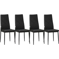 HOMCOM Esszimmerstuhl 4er Set gepolsterte Küchenstühle mit Stahlbeinen aus Kunstleder Schwarz 41x50x97cm für modernes Esszimmer Aosom.de – Ansicht 1