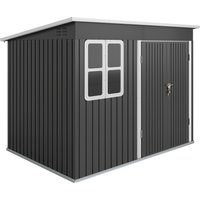 Outsunny Gerätehaus 4,13 m³, Gartenhaus, 260 x 177 x 190 cm, Geräteschuppen mit Fenster, Abschließbar Tür, Fahrradgarage, Gartenschrank aus Stahl, für Hinterhof – Ansicht 1