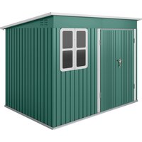 Outsunny Metall Gerätehaus 4,13 m² Geräteschuppen mit Fenster Pultdach Abschließbarer Breiter Tür Bodenrahmen 260 x 177 x 190 cm wetterfest Gartenhaus Outdoor G – Ansicht 1